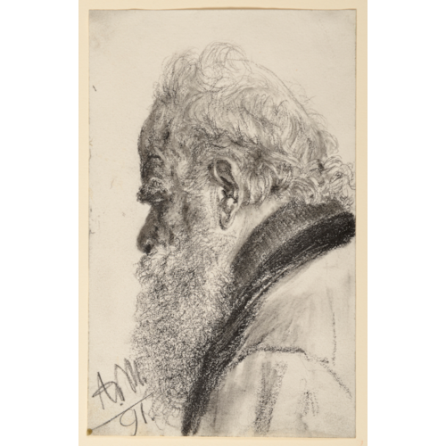 A Bearded Man Looking Down to the Left